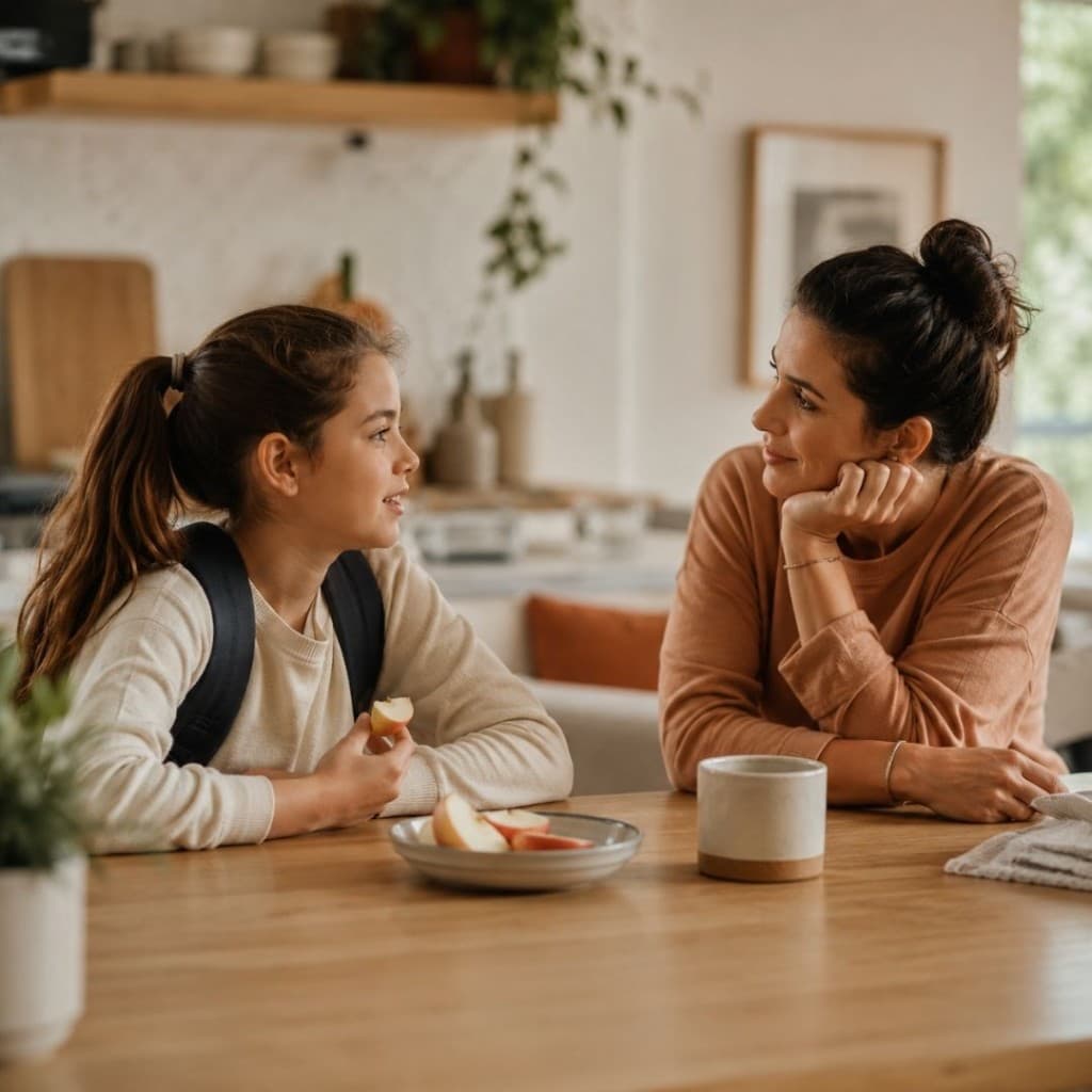 Parent and child connecting after school